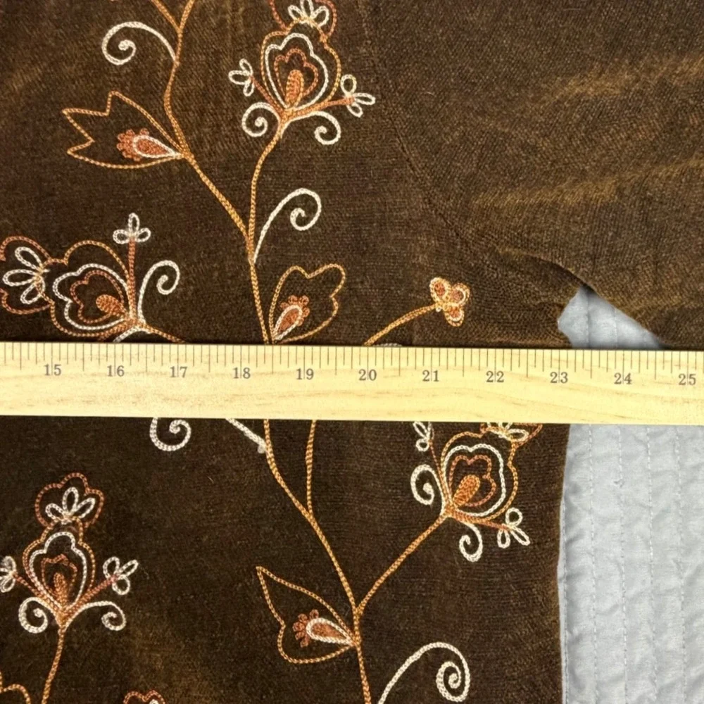 White Stag Womens XL Woodland Brown Floral Embroidered Velvet Jacket W5511915 - Picture 5 of 7